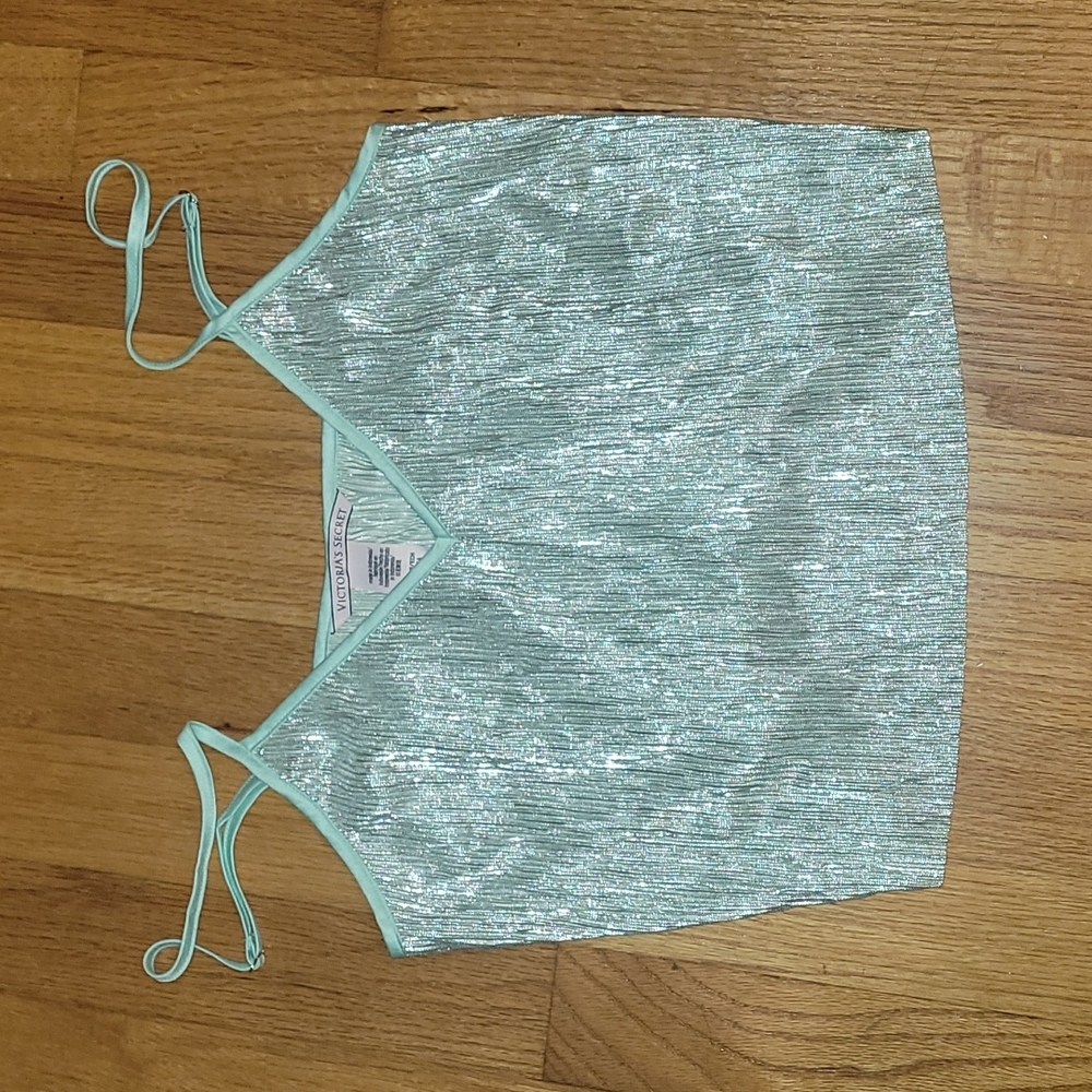 XS Victoria Secret Pleated Mint Shine sleep tank